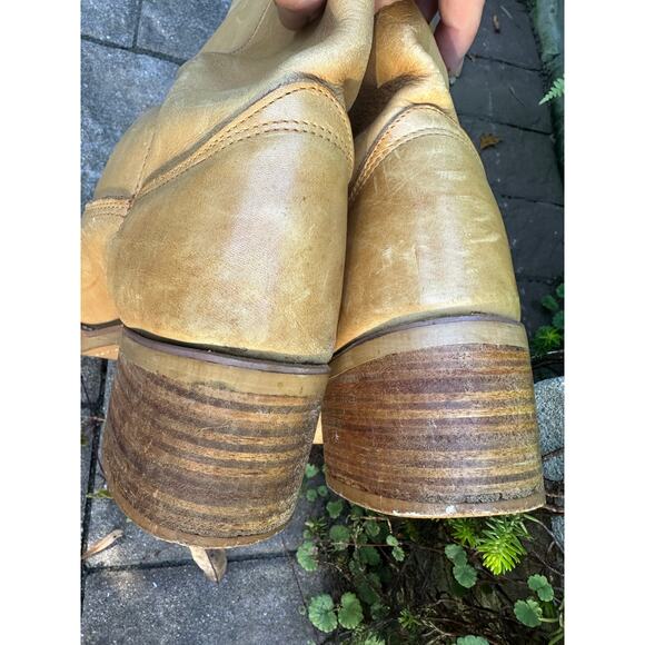 Vintage Early Cats Paw Heels Campus Pull On Boots Sz 9.5 Leather Made In Korea - Picture 6 of 16